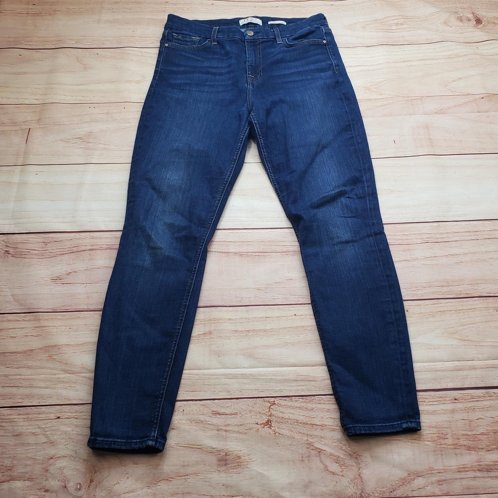 JEN7 Jeans Womens 8 Blue Dark Wash High Rise Slim Stretch Legging Ankle Denim‎